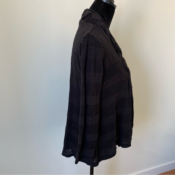 Anthropologie One September Black Fly Away Braided Collar Open Cardigan Size L - Picture 6 of 10
